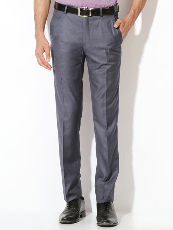 grey cotton blend flat front formal trouser - 15236412 - Zoom Image - 1