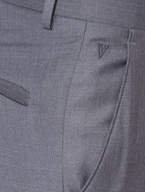 grey cotton blend flat front formal trouser - 15236412 - Zoom Image - 3