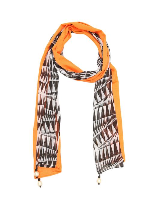 printed orange georgette stole - 15236817 - Very Small Image - 1