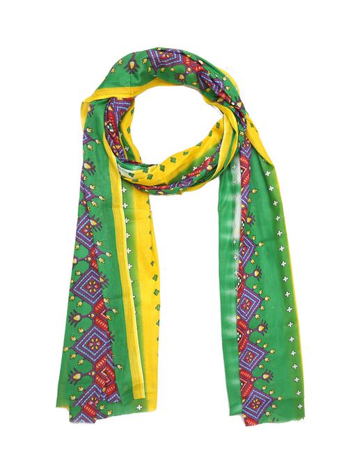 printed green cotton stole - 15236849 - Very Small Image - 1