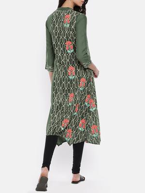grey rayon asymmetric kurta - 15238156 - Standard Image - 3