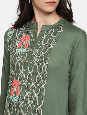grey rayon asymmetric kurta - 15238156 - Standard Image - 4
