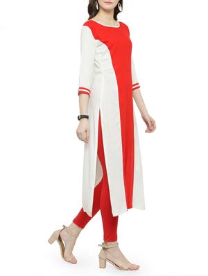 color block straight kurta - 15238186 - Standard Image - 2