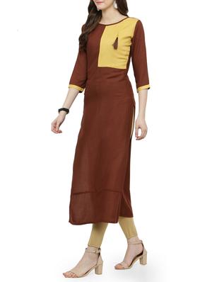 color block straight kurta - 15238191 - Standard Image - 2