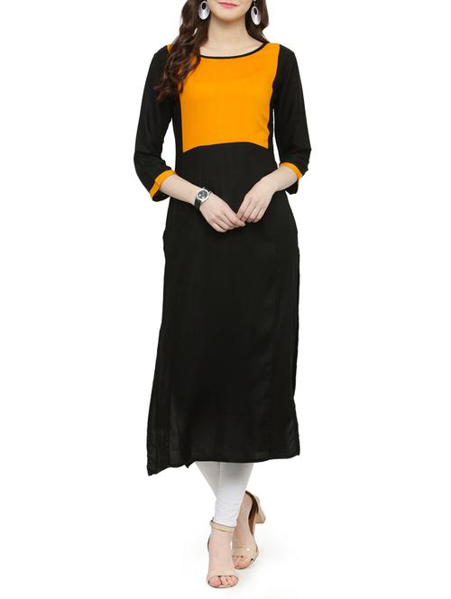 color block straight kurta - 15238194 - Standard Image - 1