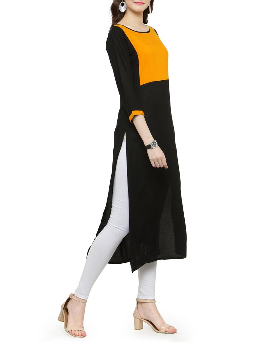 color block straight kurta - 15238194 - Zoom Image - 2