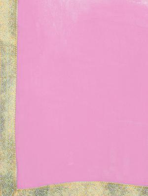 pink cotton blend unstitched palazzo suit - 15238534 - Standard Image - 4