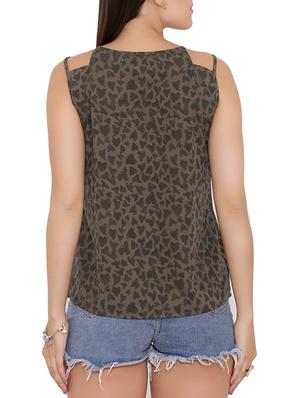green printed sleeveless top - 15238843 - Standard Image - 3