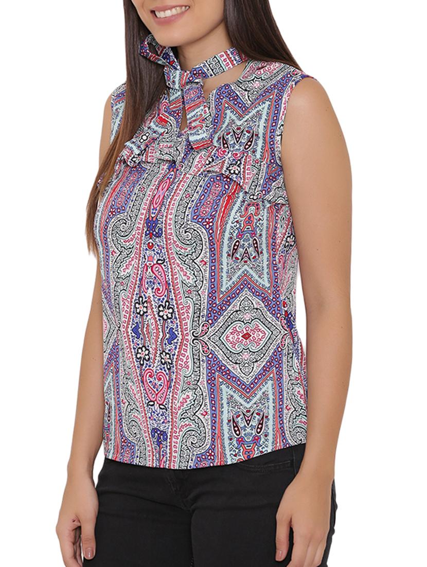blue printed sleeveless top - 15238846 - Zoom Image - 2