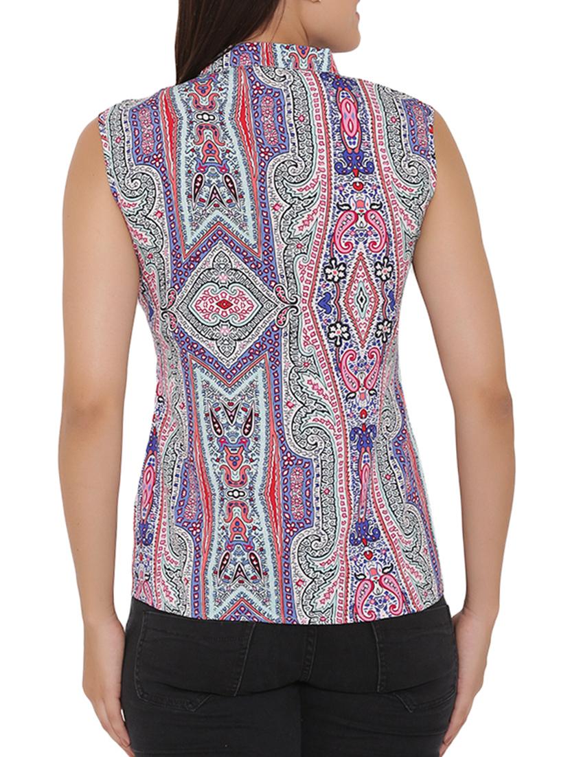 blue printed sleeveless top - 15238846 - Zoom Image - 3
