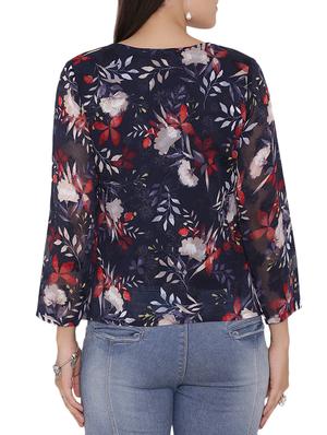 navy blue printed chiffon top - 15238857 - Standard Image - 3