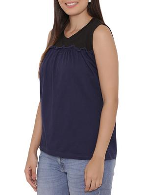navy blue solid jersey top - 15238872 - Standard Image - 2