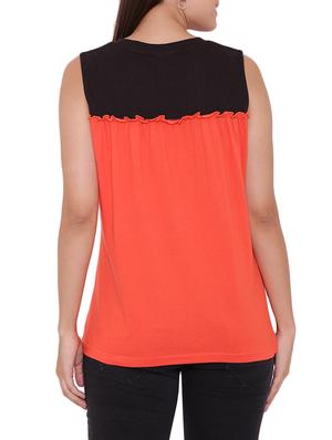 orange solid jersey top - 15238873 - Standard Image - 3