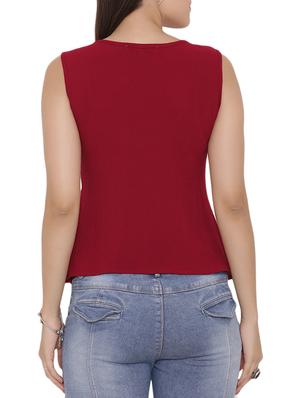 solid maroon crepe top - 15238881 - Standard Image - 3
