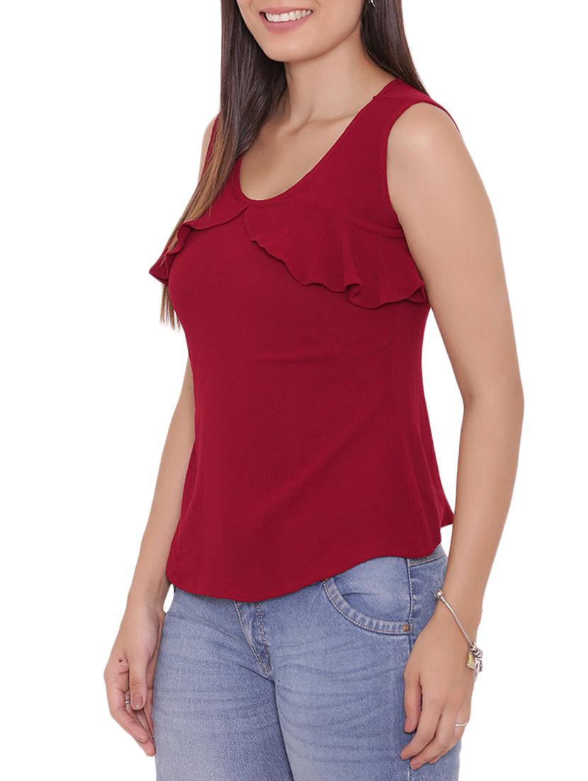 solid maroon crepe top - 15238881 - Zoom Image - 2