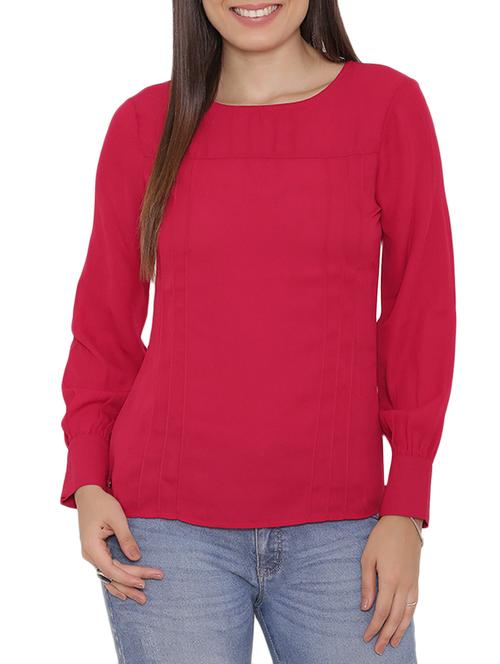pink solid crepe top - 15238882 - Standard Image - 1