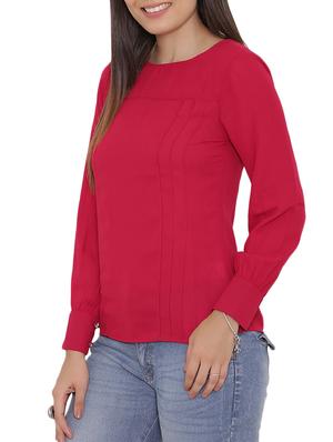 pink solid crepe top - 15238882 - Standard Image - 2