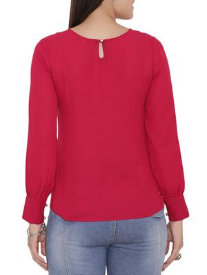 pink solid crepe top - 15238882 - Standard Image - 3