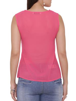 solid pink georgette top - 15238978 - Standard Image - 3