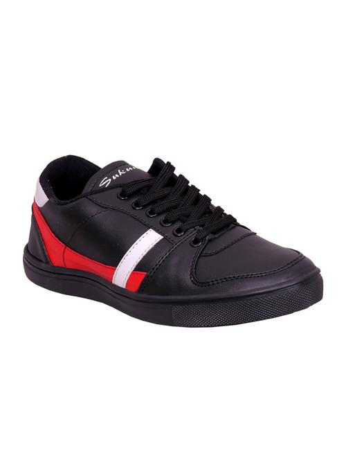 black leatherette lace up sneaker - 15239769 - Standard Image - 1