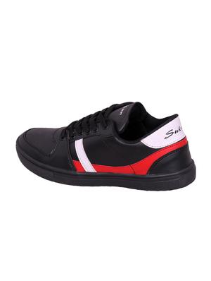 black leatherette lace up sneaker - 15239769 - Standard Image - 3