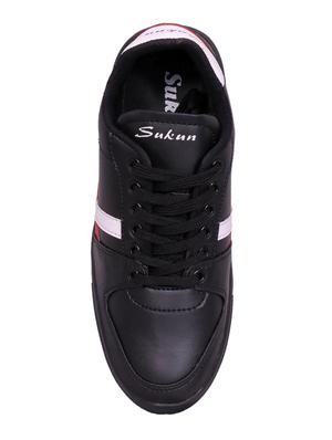 black leatherette lace up sneaker - 15239769 - Standard Image - 4