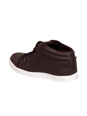 brown leatherette lace up sneaker - 15239774 - Standard Image - 3
