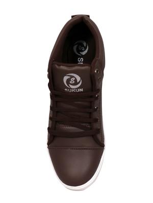 brown leatherette lace up sneaker - 15239774 - Standard Image - 4