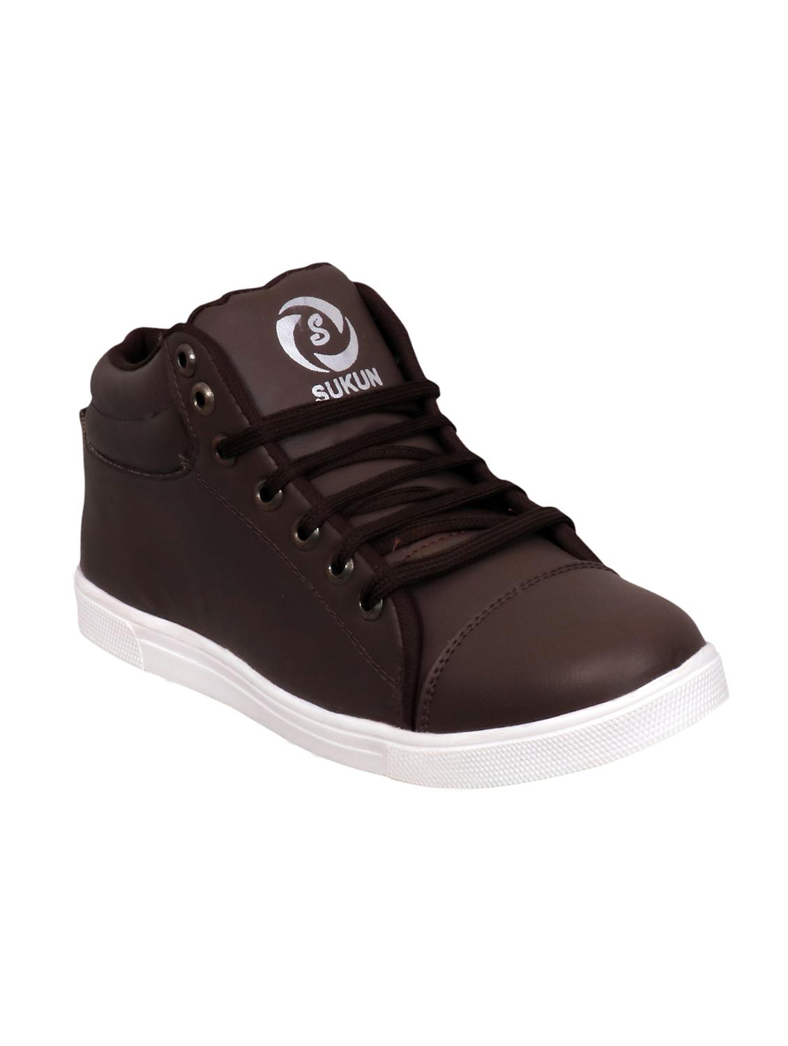 brown leatherette lace up sneaker - 15239774 - Zoom Image - 1