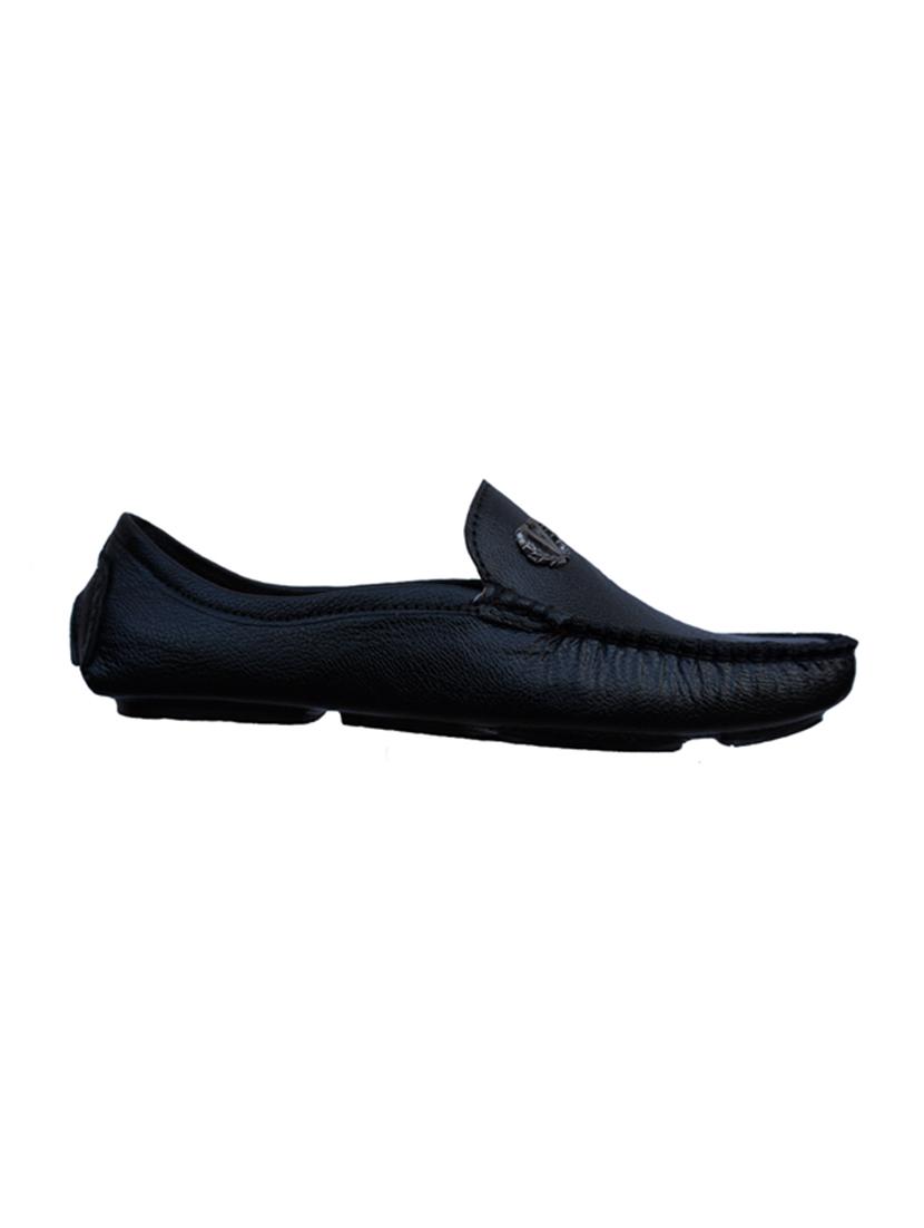 black leatherette slip on loafers - 15240047 - Zoom Image - 1