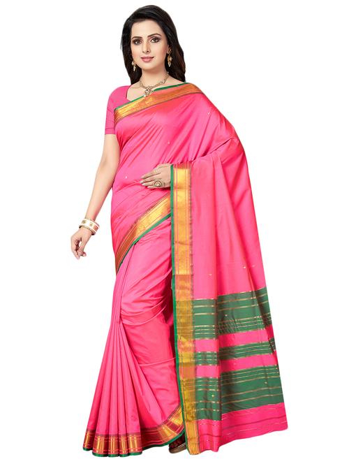 pink silk blend banarasi saree with blouse - 15240316 - Standard Image - 1