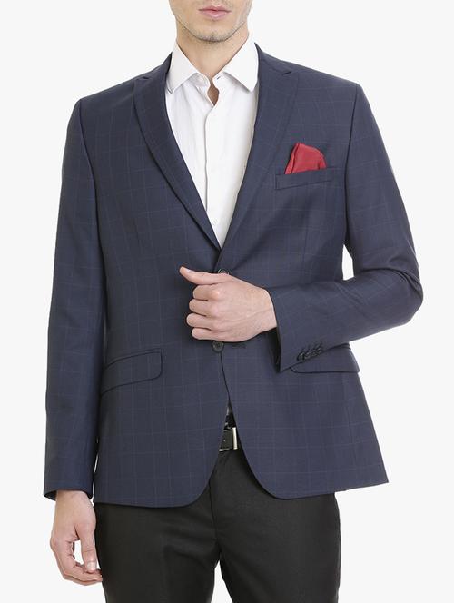navy blue polyester casual blazer - 15240457 - Standard Image - 1