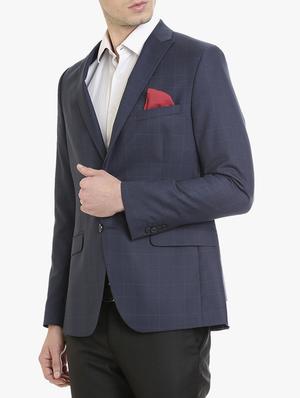 navy blue polyester casual blazer - 15240457 - Standard Image - 2