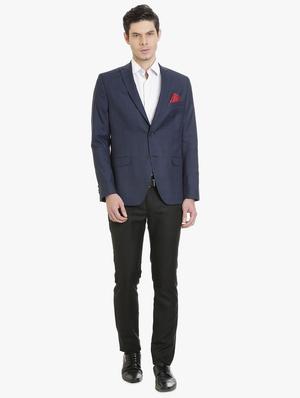 navy blue polyester casual blazer - 15240457 - Standard Image - 4