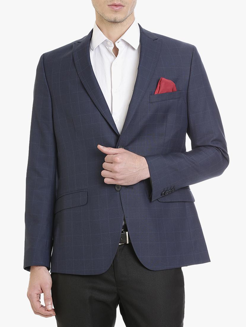 navy blue polyester casual blazer - 15240457 - Zoom Image - 1