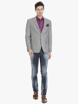 grey cotton casual blazer - 15240465 - Standard Image - 4