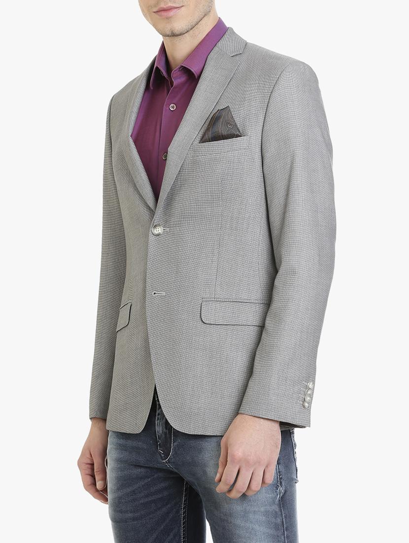 grey cotton casual blazer - 15240465 - Zoom Image - 2