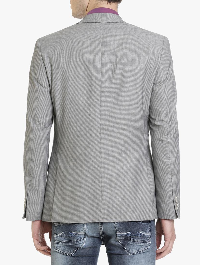 grey cotton casual blazer - 15240465 - Zoom Image - 3