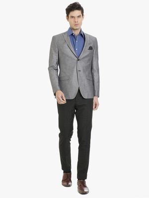 grey cotton casual blazer - 15240472 - Standard Image - 4