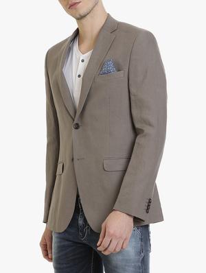 brown linen casual blazer - 15240473 - Standard Image - 2