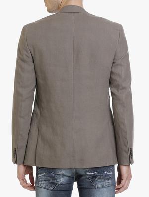 brown linen casual blazer - 15240473 - Standard Image - 3