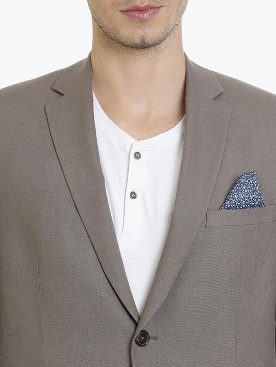 brown linen casual blazer - 15240473 - Zoom Image - 5