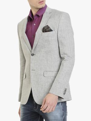 grey linen casual blazer - 15240474 - Standard Image - 2