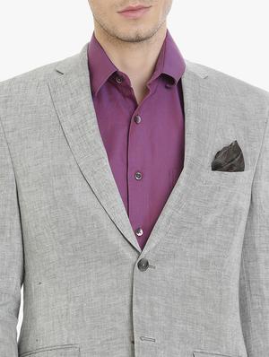 grey linen casual blazer - 15240474 - Standard Image - 5