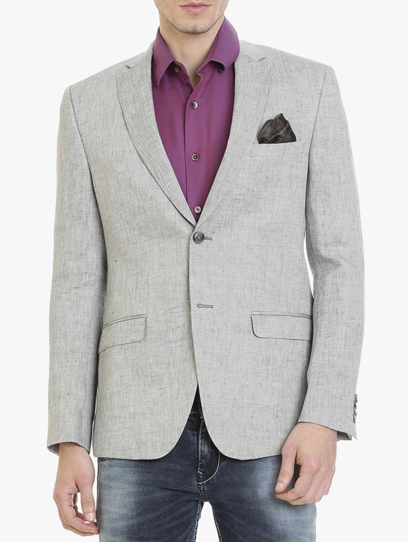 grey linen casual blazer - 15240474 - Zoom Image - 1