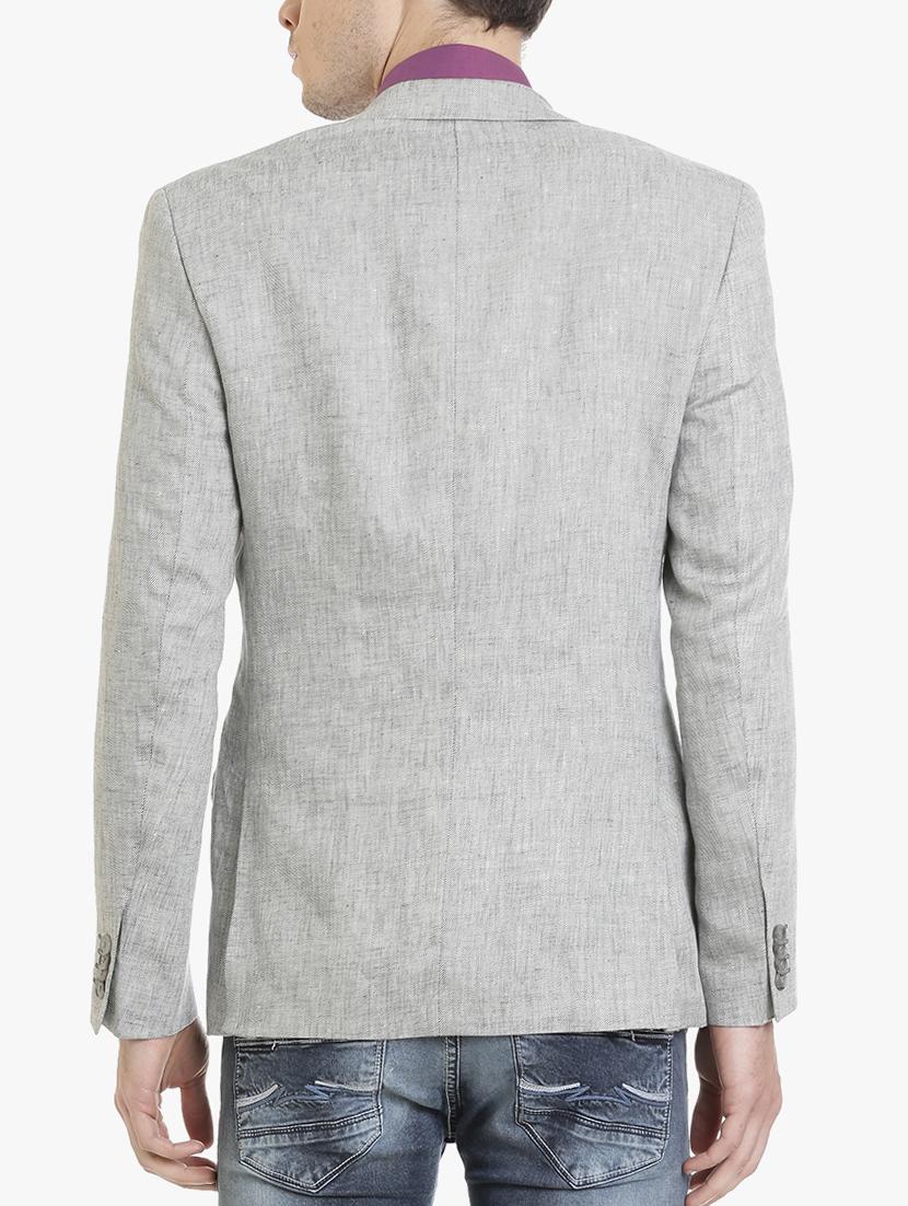 grey linen casual blazer - 15240474 - Zoom Image - 3