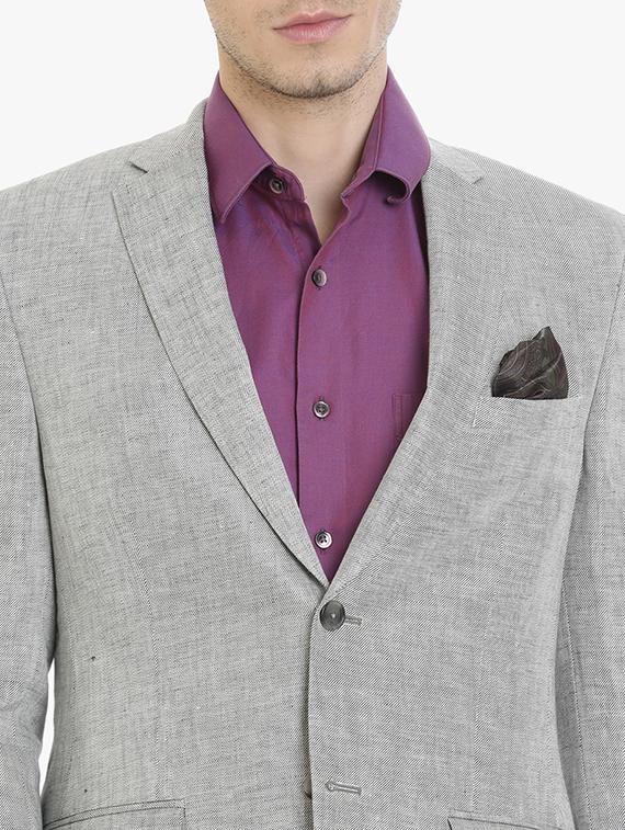 grey linen casual blazer - 15240474 - Zoom Image - 5
