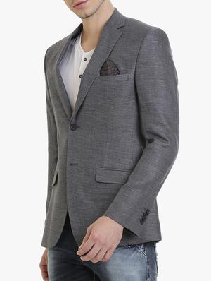 grey linen casual blazer - 15240479 - Standard Image - 2