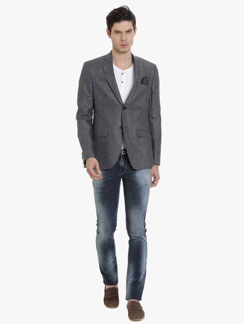 grey linen casual blazer - 15240479 - Zoom Image - 4