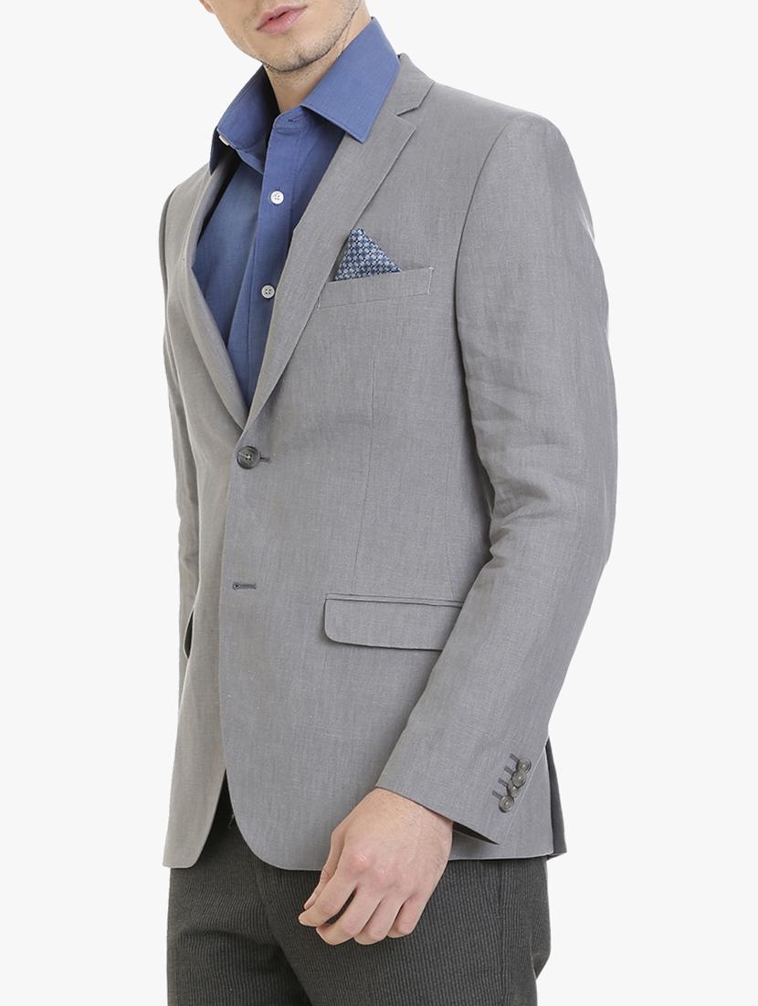 grey linen formal blazer - 15240480 - Zoom Image - 2